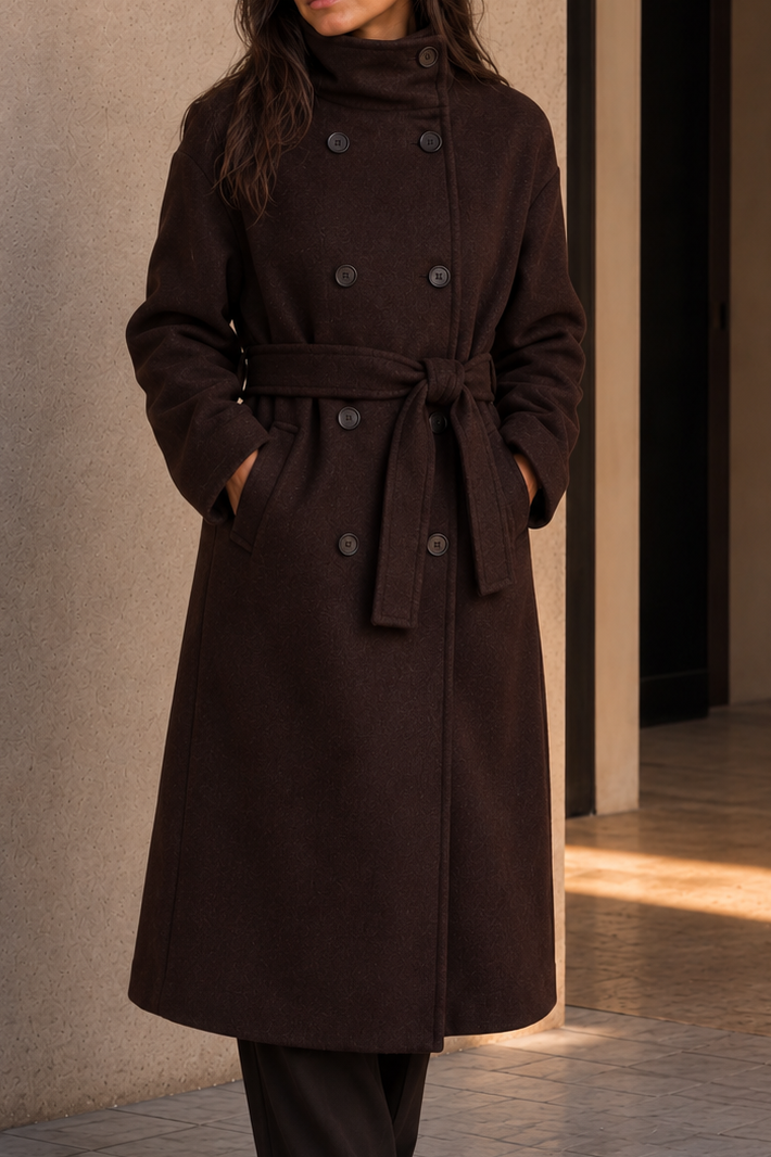 Trenchcoat dames in het cognacbruin, kreukvrije polyester – foto 4 – Nora Janne