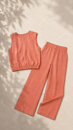 Setje dames in het zalmroze, polyester – Nora Janne